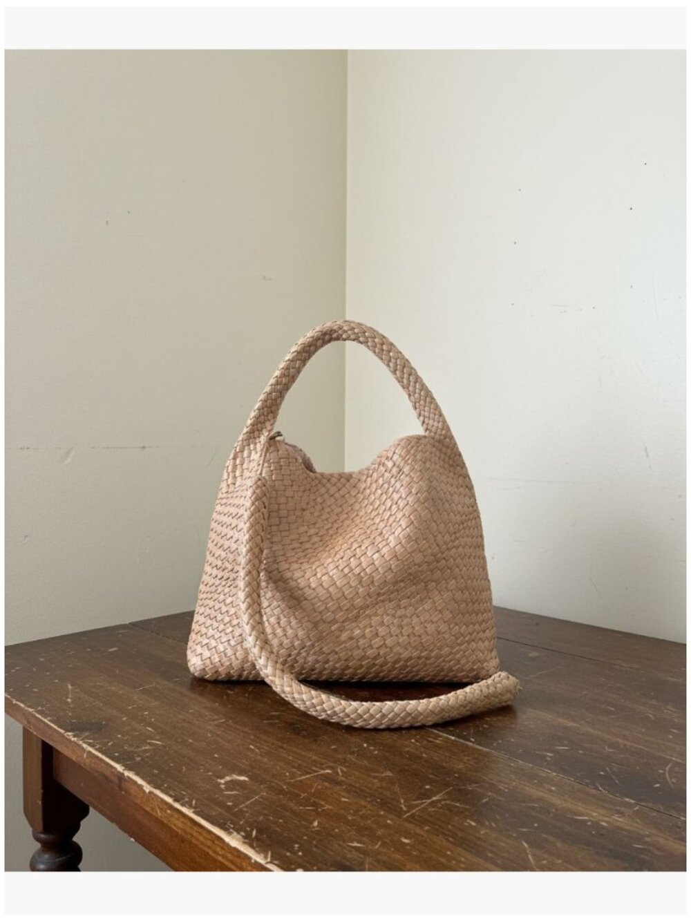 Large Vegan Leather Woven Tote Bag with Clutch, Magnetic Closure